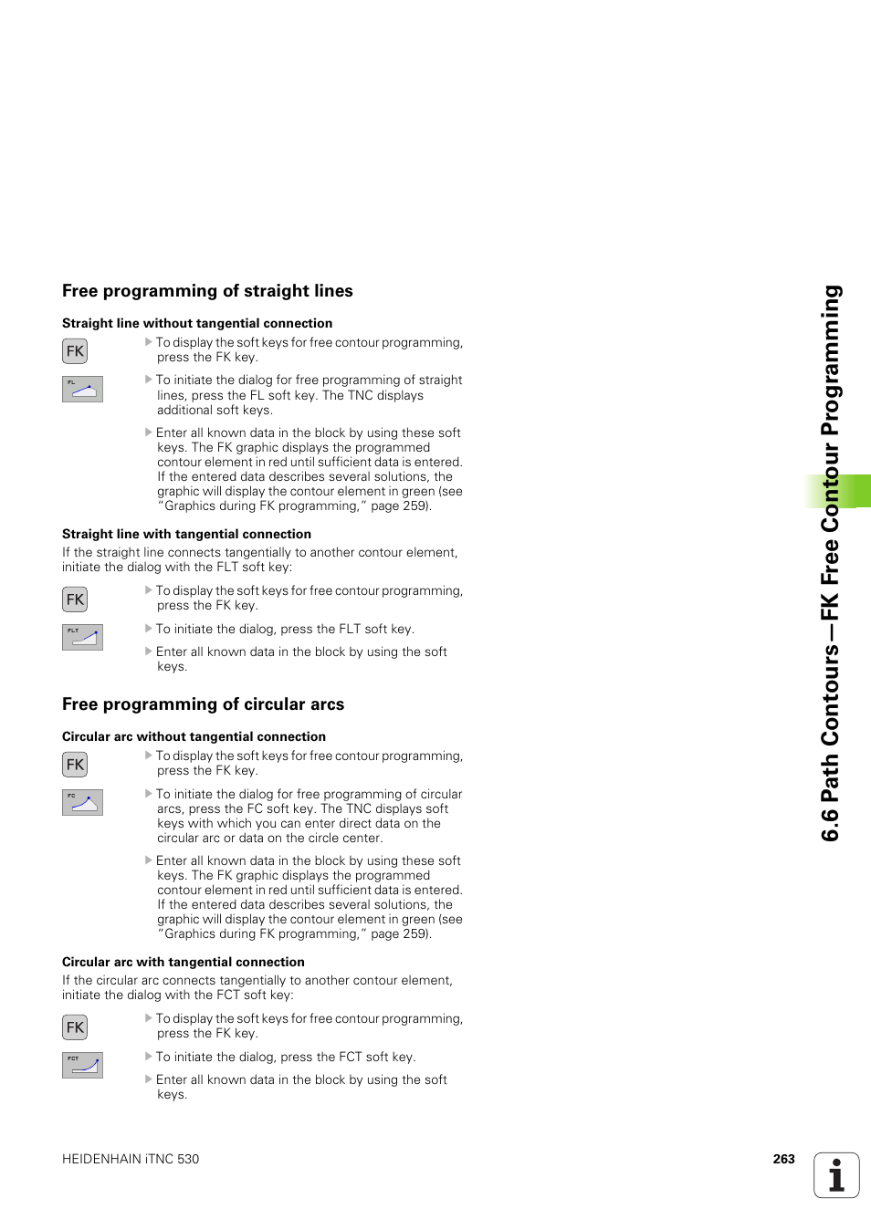 Free programming of straight lines, Free programming of circular arcs | HEIDENHAIN iTNC 530 (340 49x-03) User Manual | Page 263 / 753