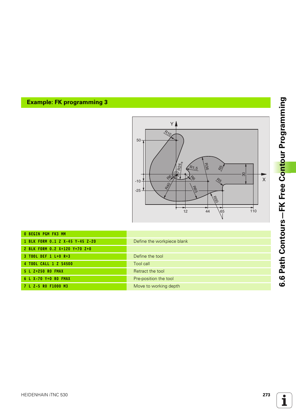 Example: fk programming 3 | HEIDENHAIN iTNC 530 (340 49x-03) User Manual | Page 273 / 753