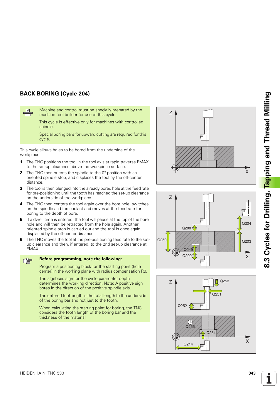 Back boring (cycle 204) | HEIDENHAIN iTNC 530 (340 49x-03) User Manual | Page 343 / 753