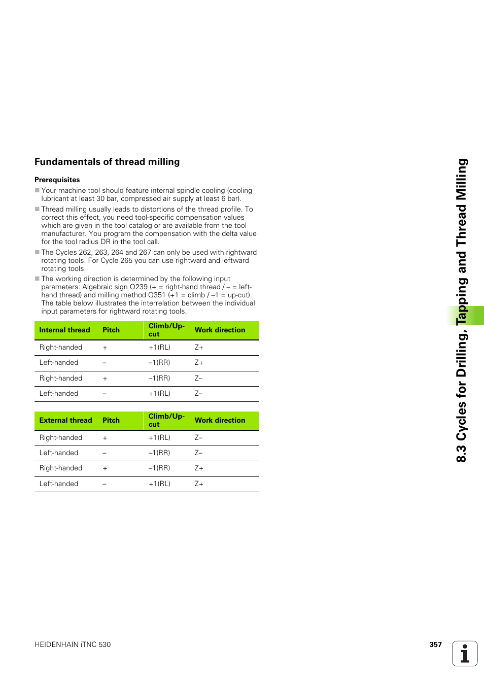 Fundamentals of thread milling | HEIDENHAIN iTNC 530 (340 49x-03) User Manual | Page 357 / 753
