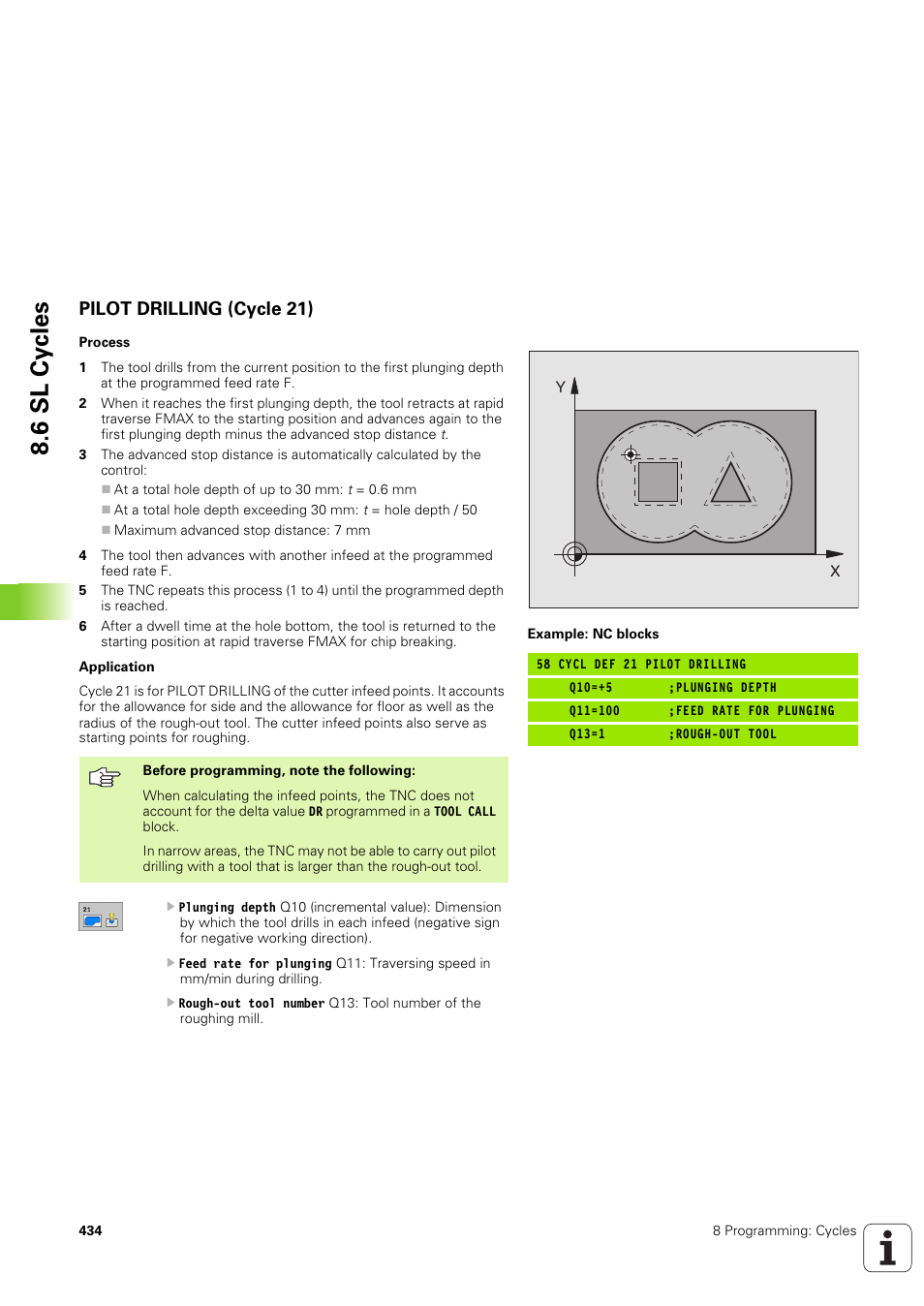 Pilot drilling (cycle 21), 6 sl cy cles | HEIDENHAIN iTNC 530 (340 49x-03) User Manual | Page 434 / 753