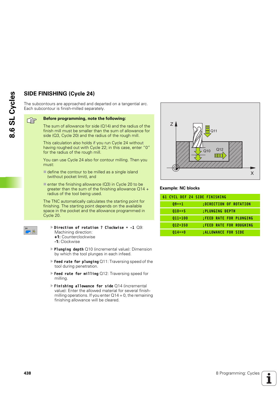 Side finishing (cycle 24), 6 sl cy cles | HEIDENHAIN iTNC 530 (340 49x-03) User Manual | Page 438 / 753