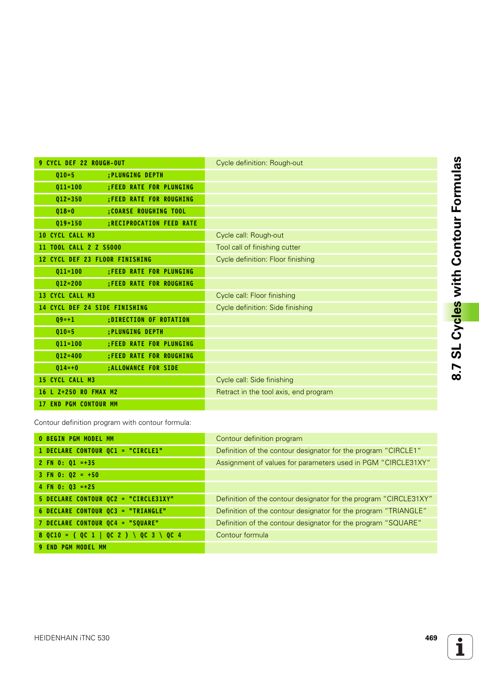 7 sl cy cles with cont our f o rm ulas | HEIDENHAIN iTNC 530 (340 49x-03) User Manual | Page 469 / 753