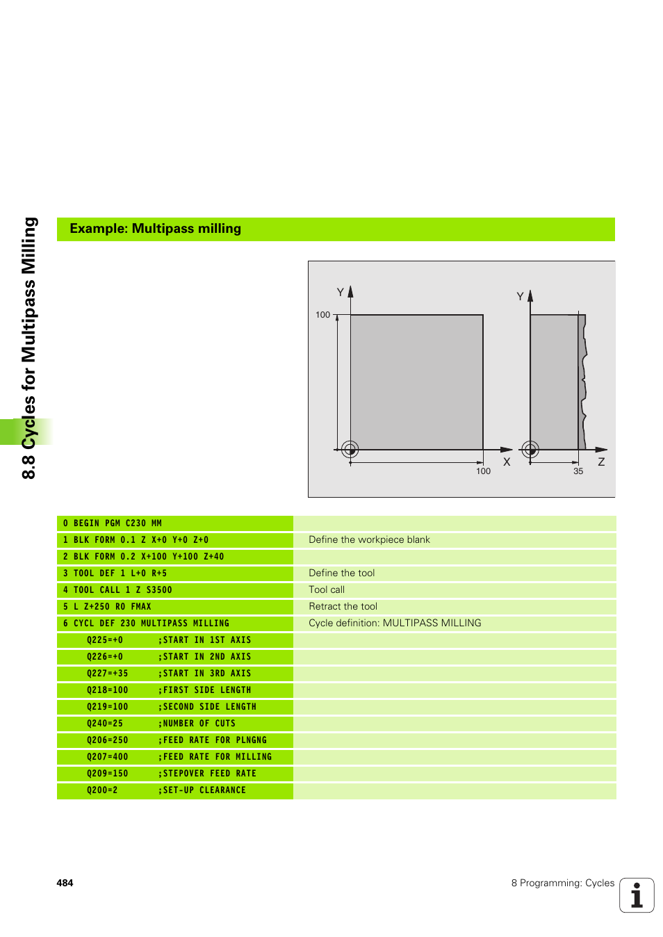 Example: multipass milling | HEIDENHAIN iTNC 530 (340 49x-03) User Manual | Page 484 / 753