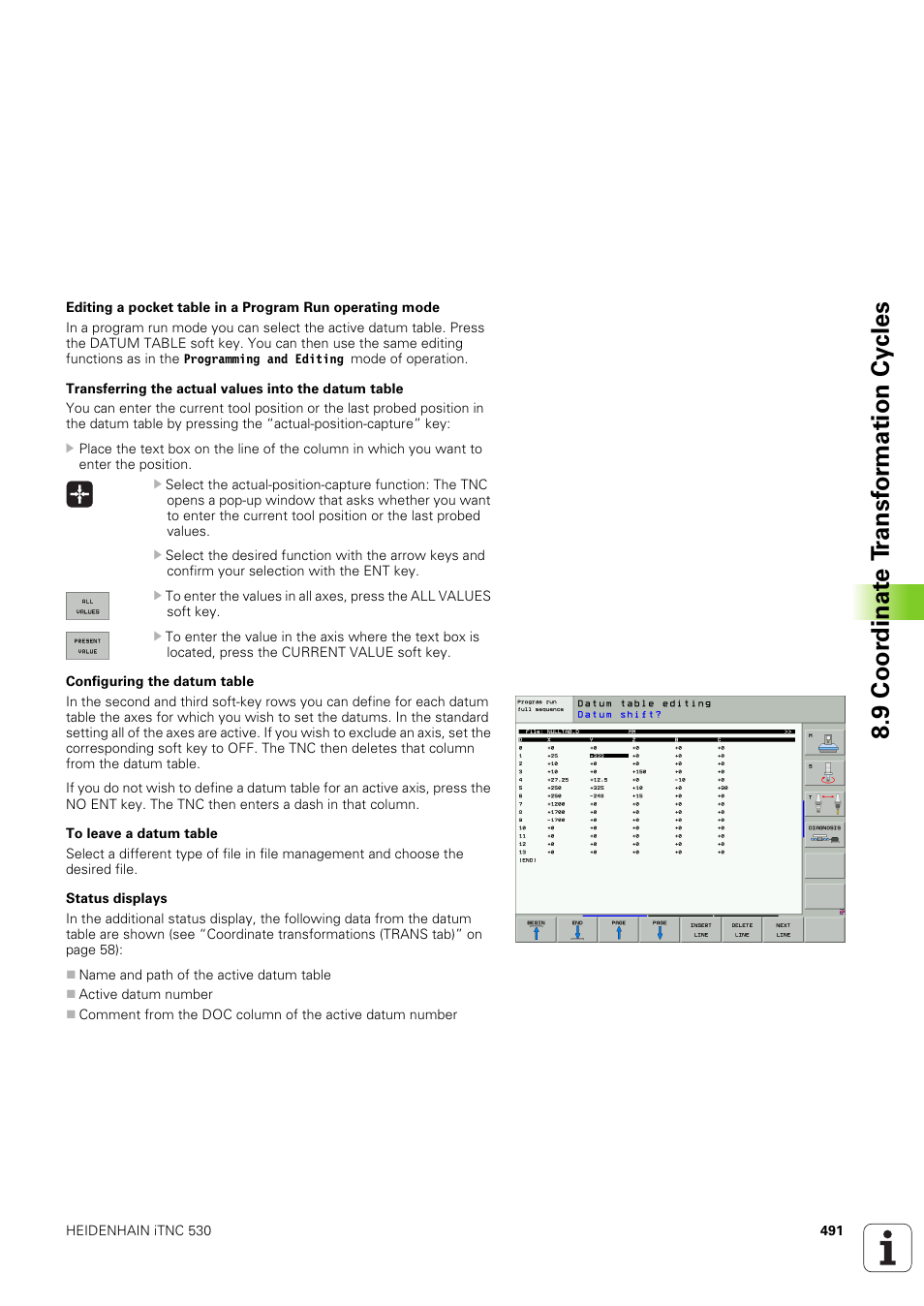 9 coor dinat e t ransf or mation cy cles | HEIDENHAIN iTNC 530 (340 49x-03) User Manual | Page 491 / 753