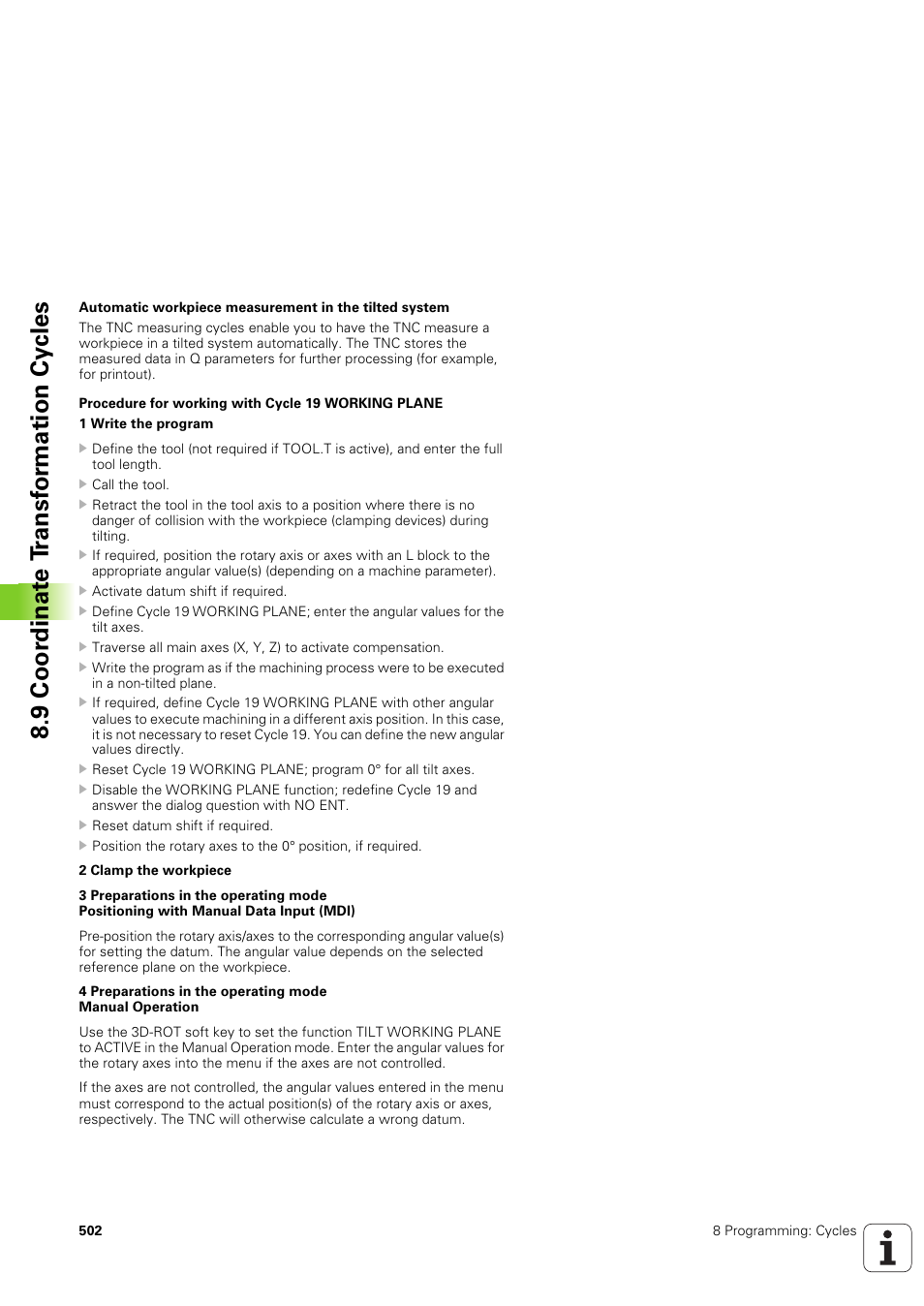 9 coor dinat e t ransf or mation cy cles | HEIDENHAIN iTNC 530 (340 49x-03) User Manual | Page 502 / 753