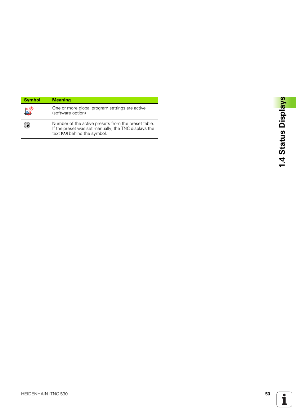 4 stat us displa ys | HEIDENHAIN iTNC 530 (340 49x-03) User Manual | Page 53 / 753