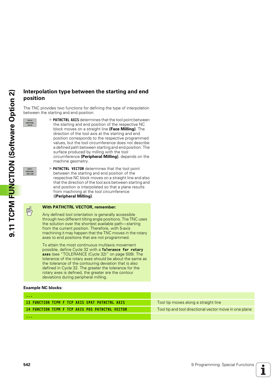 1 1 tcpm function (sof tw ar e o ption 2 ) | HEIDENHAIN iTNC 530 (340 49x-03) User Manual | Page 542 / 753
