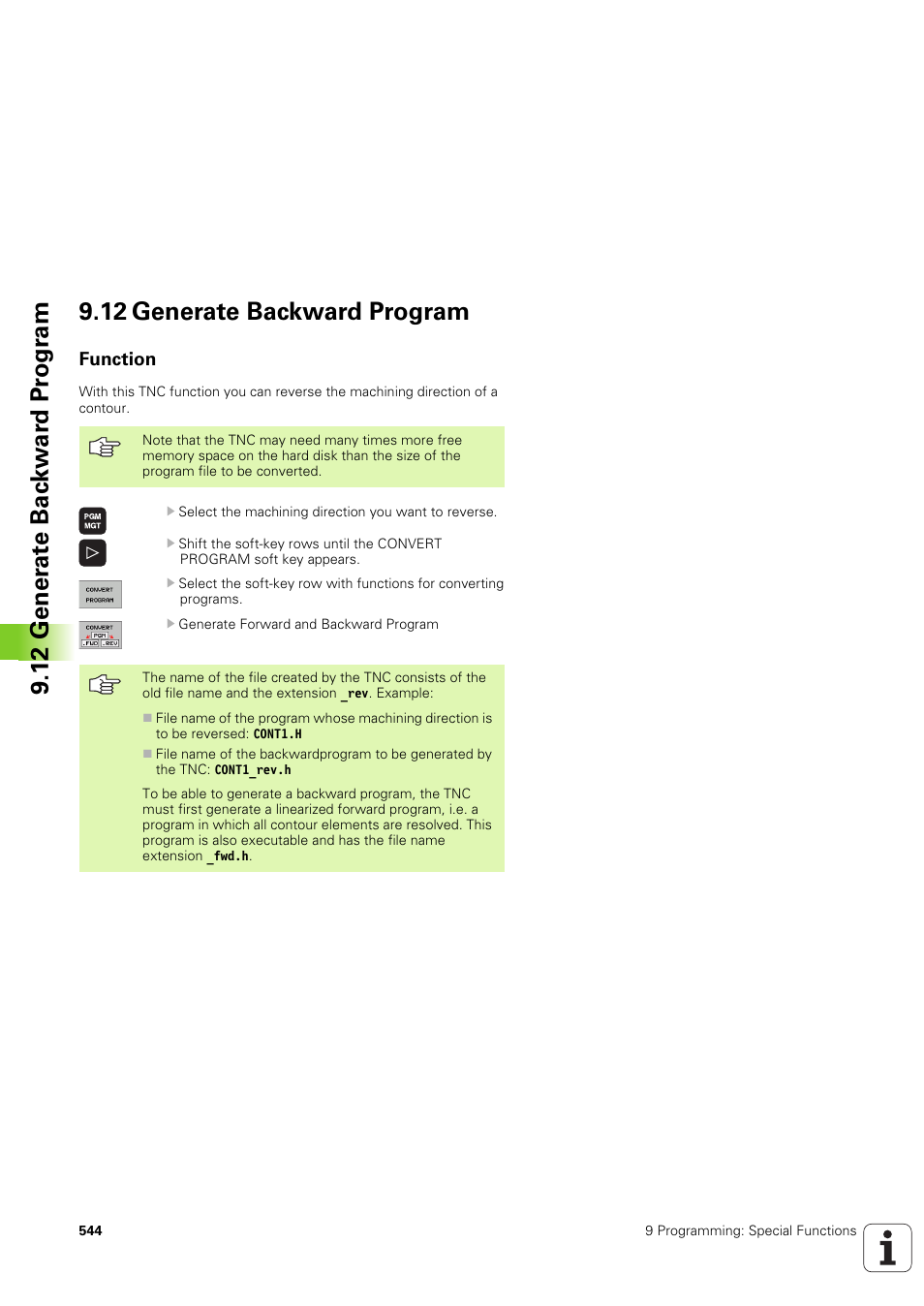 12 generate backward program, Function | HEIDENHAIN iTNC 530 (340 49x-03) User Manual | Page 544 / 753
