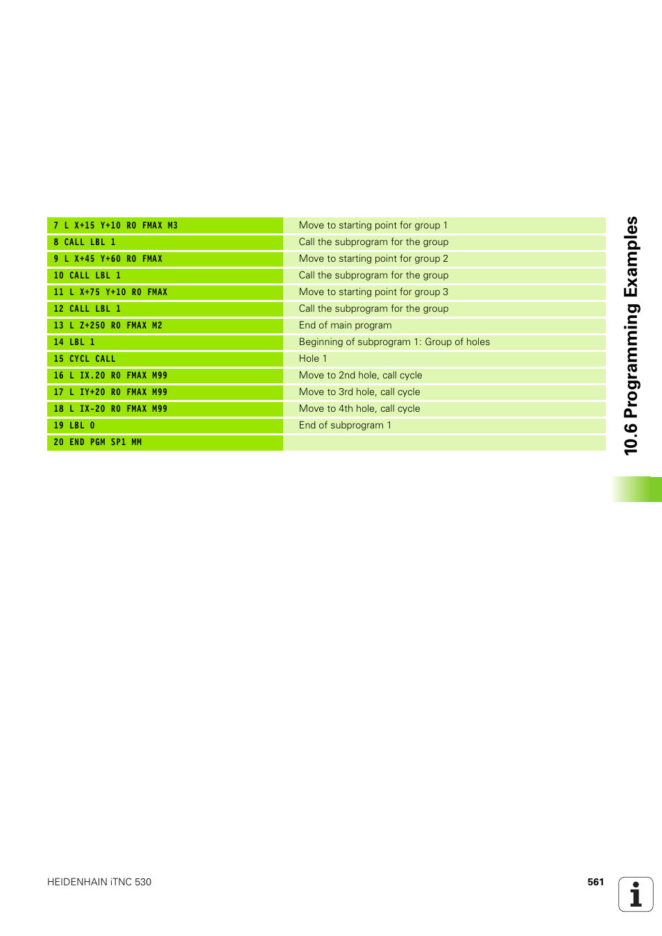 10 .6 pr ogr a mming examples | HEIDENHAIN iTNC 530 (340 49x-03) User Manual | Page 561 / 753
