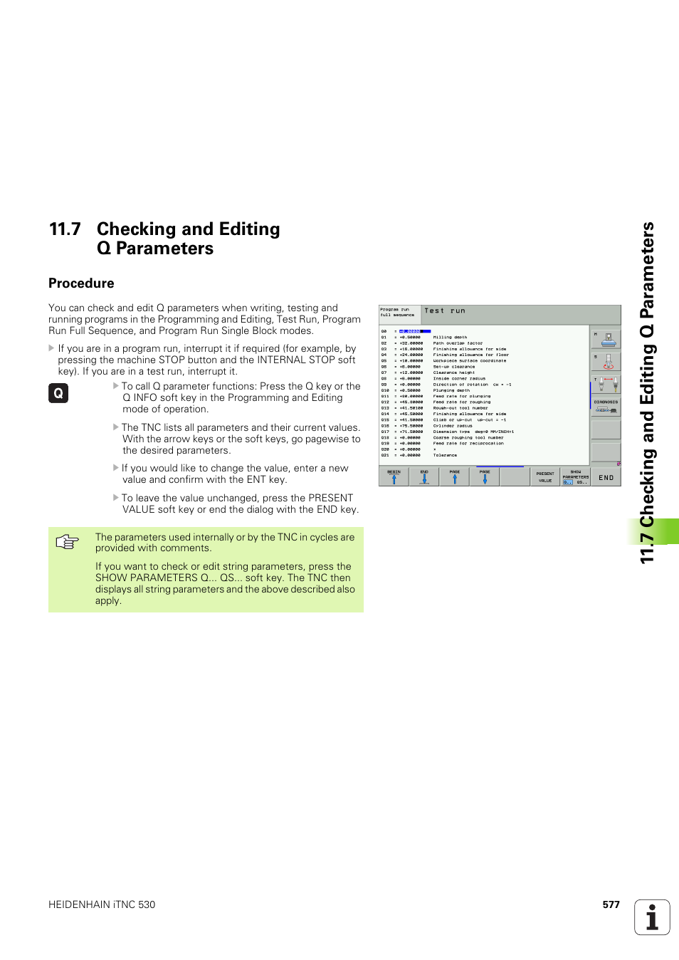 7 checking and editing q parameters, Procedure | HEIDENHAIN iTNC 530 (340 49x-03) User Manual | Page 577 / 753