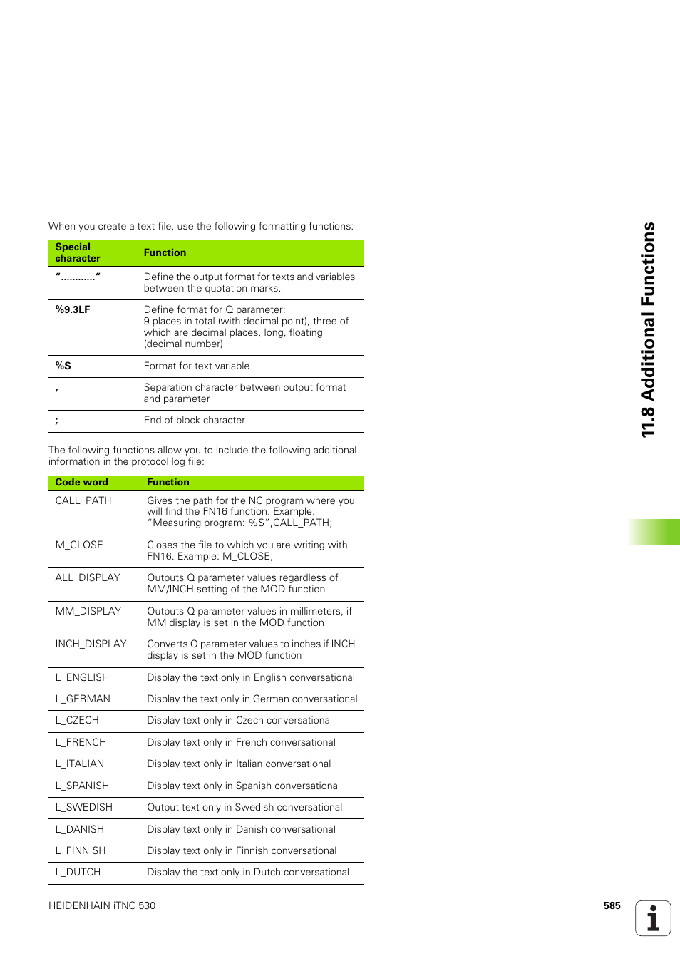 8 a d ditional f u nctions | HEIDENHAIN iTNC 530 (340 49x-03) User Manual | Page 585 / 753