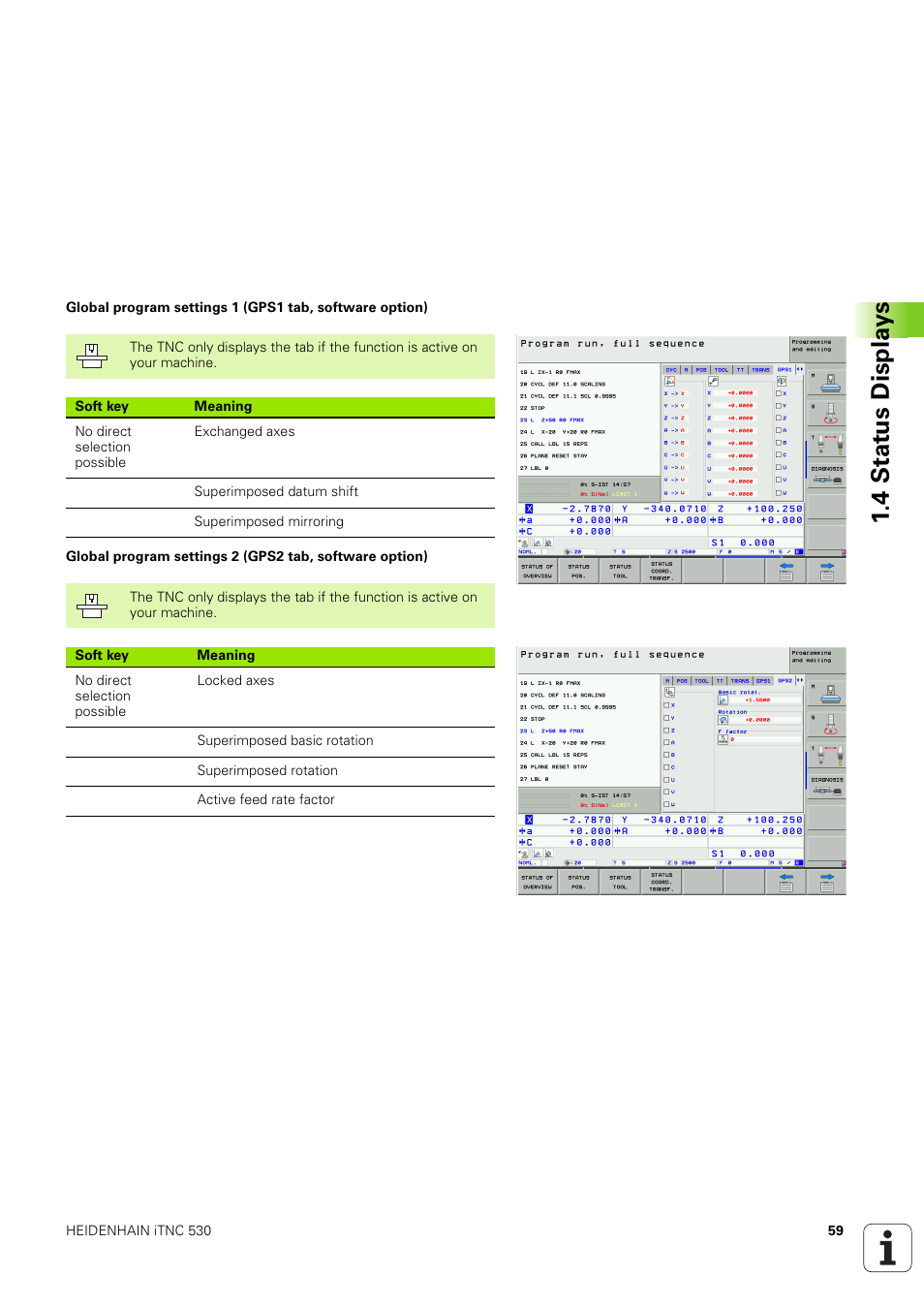 4 stat us displa ys | HEIDENHAIN iTNC 530 (340 49x-03) User Manual | Page 59 / 753