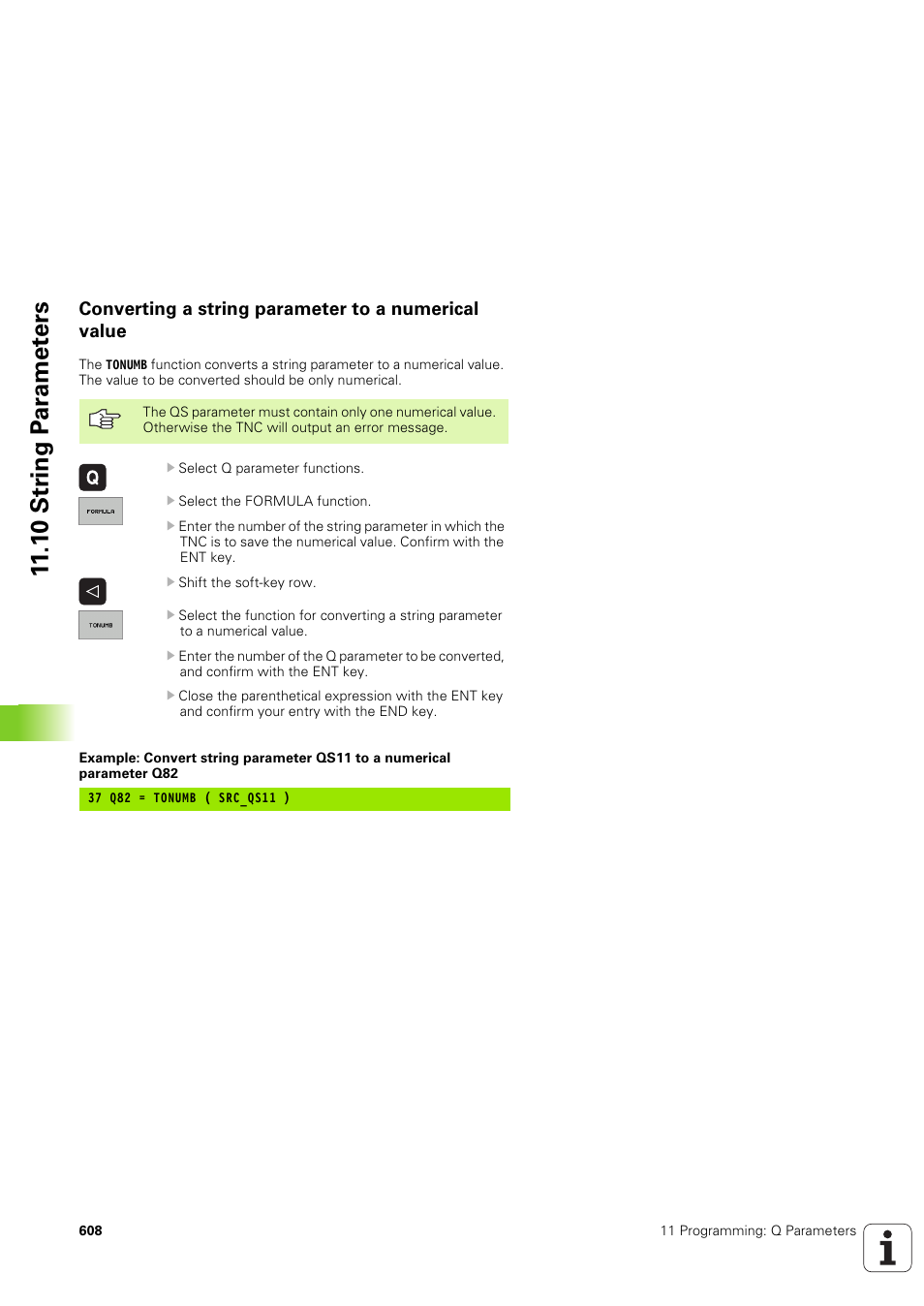 Converting a string parameter to a numerical value | HEIDENHAIN iTNC 530 (340 49x-03) User Manual | Page 608 / 753