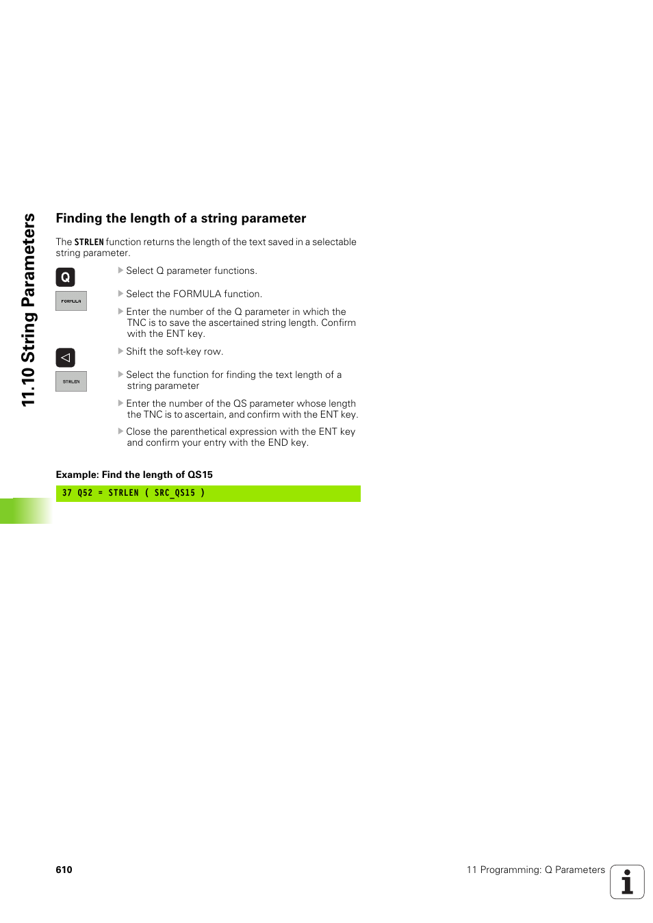 Finding the length of a string parameter | HEIDENHAIN iTNC 530 (340 49x-03) User Manual | Page 610 / 753