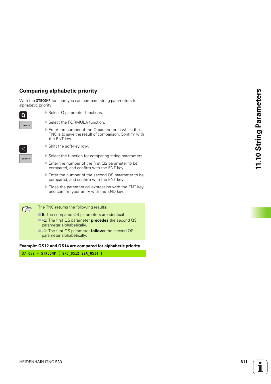 Comparing alphabetic priority | HEIDENHAIN iTNC 530 (340 49x-03) User Manual | Page 611 / 753