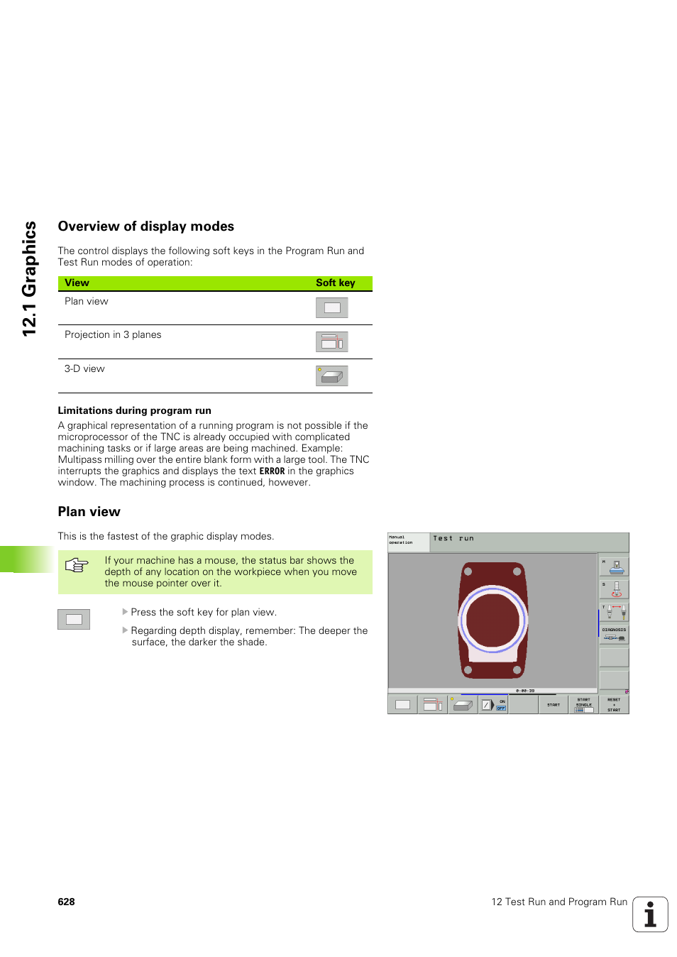 Overview of display modes, Plan view, 1 gr aphics | HEIDENHAIN iTNC 530 (340 49x-03) User Manual | Page 628 / 753