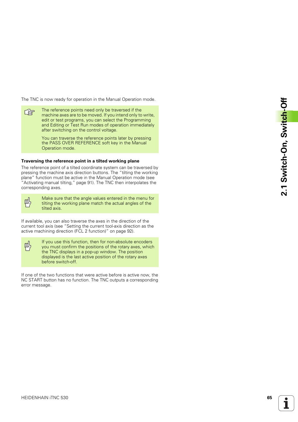 1 s w itc h -on, s w itc h -of f | HEIDENHAIN iTNC 530 (340 49x-03) User Manual | Page 65 / 753