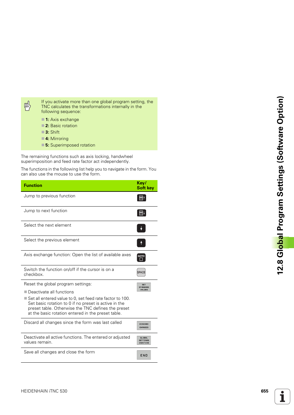 8 global pr ogr a m set tings (sof tw ar e option) | HEIDENHAIN iTNC 530 (340 49x-03) User Manual | Page 655 / 753