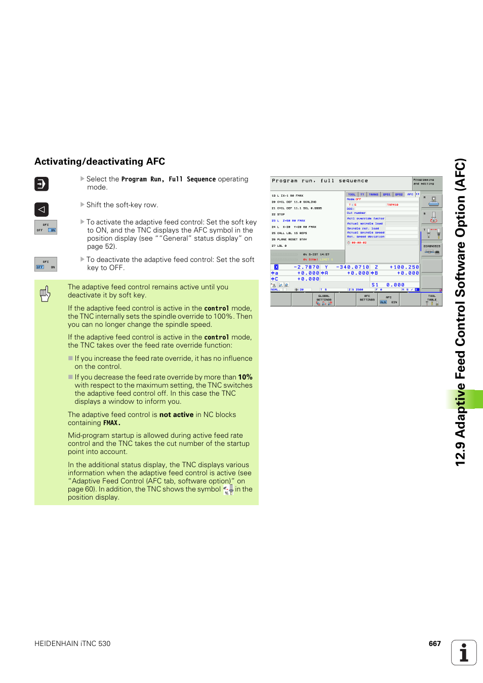 Activating/deactivating afc | HEIDENHAIN iTNC 530 (340 49x-03) User Manual | Page 667 / 753