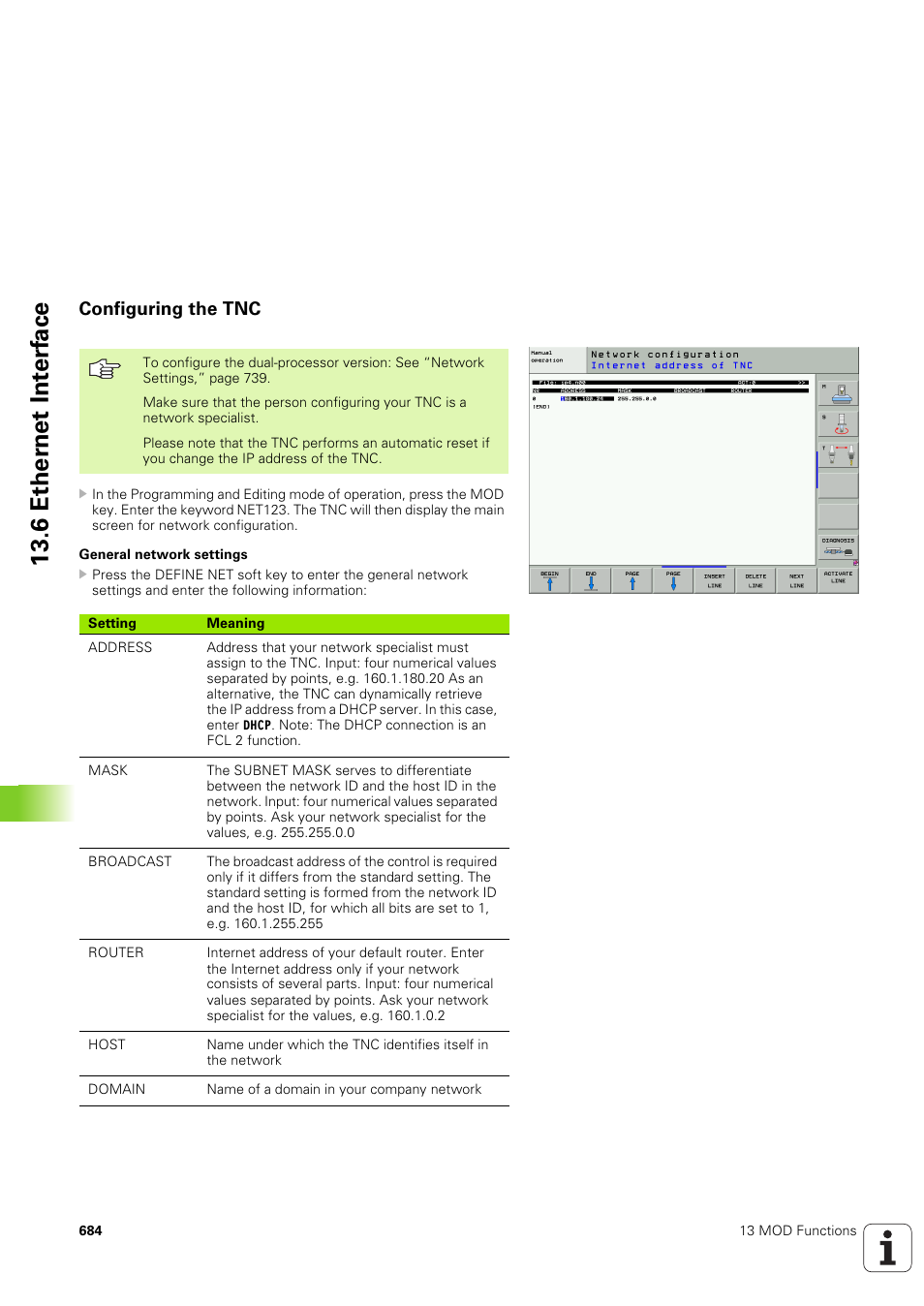 Configuring the tnc, 6 ether n et int e rf ace | HEIDENHAIN iTNC 530 (340 49x-03) User Manual | Page 684 / 753