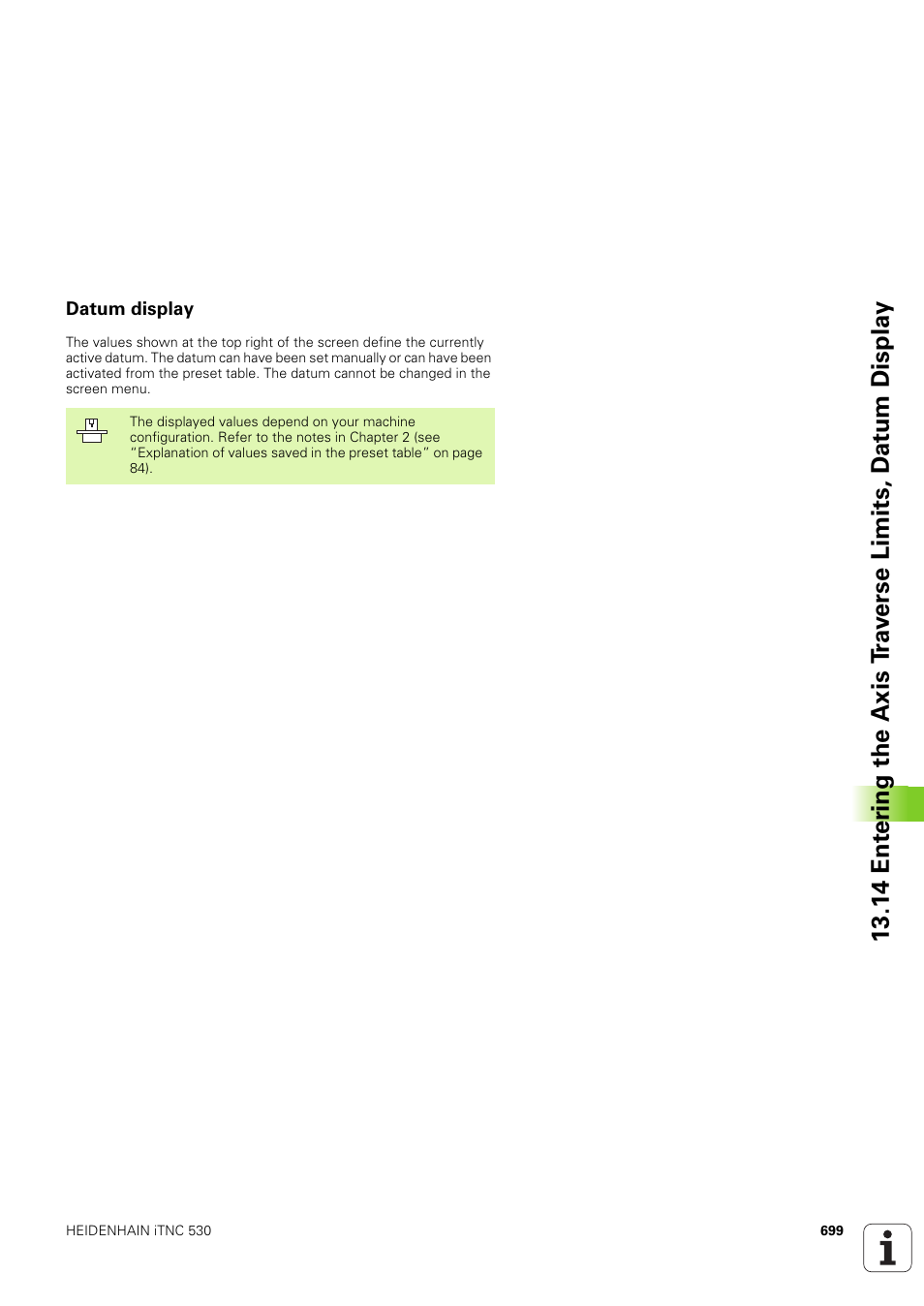 Datum display | HEIDENHAIN iTNC 530 (340 49x-03) User Manual | Page 699 / 753