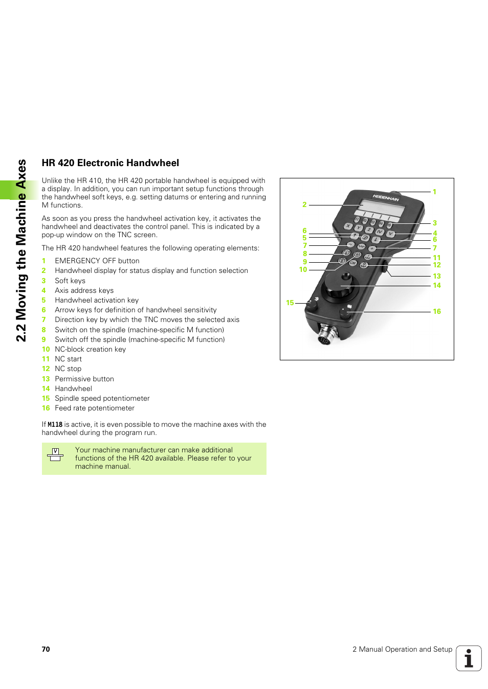 Hr 420 electronic handwheel, 2 mo ving the mac h ine ax es | HEIDENHAIN iTNC 530 (340 49x-03) User Manual | Page 70 / 753
