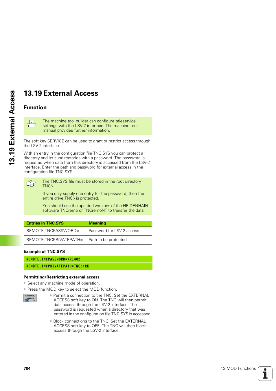 19 external access, Function | HEIDENHAIN iTNC 530 (340 49x-03) User Manual | Page 704 / 753