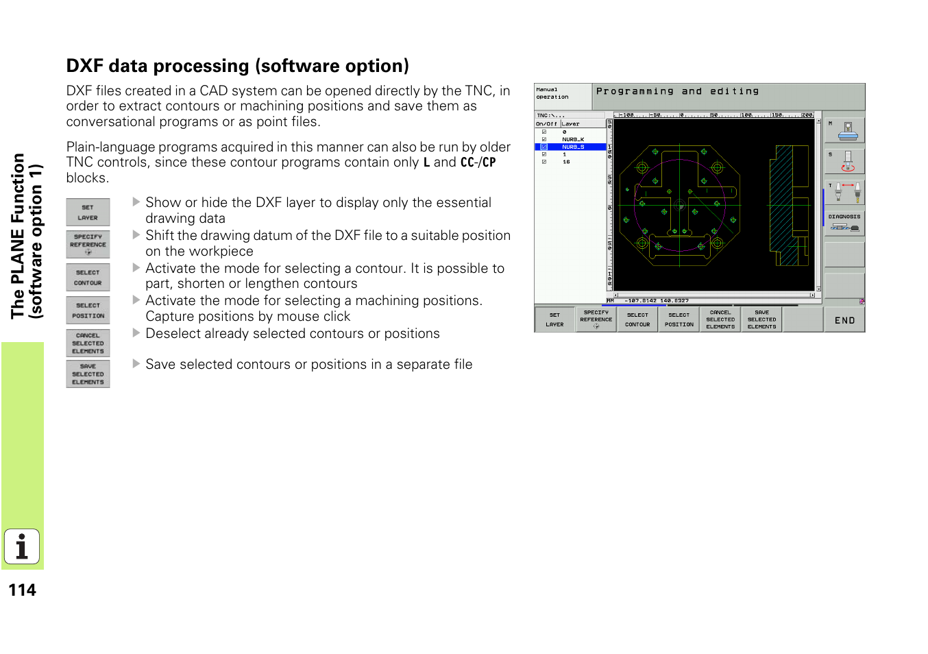 Dxf data processing (software option) | HEIDENHAIN iTNC 530 (340 49x-03) Pilot User Manual | Page 114 / 126
