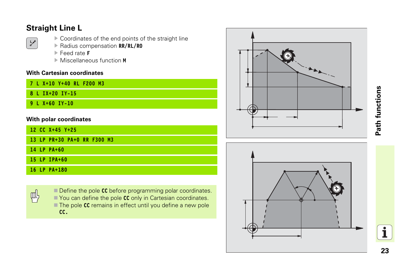 Straight line l | HEIDENHAIN iTNC 530 (340 49x-03) Pilot User Manual | Page 23 / 126