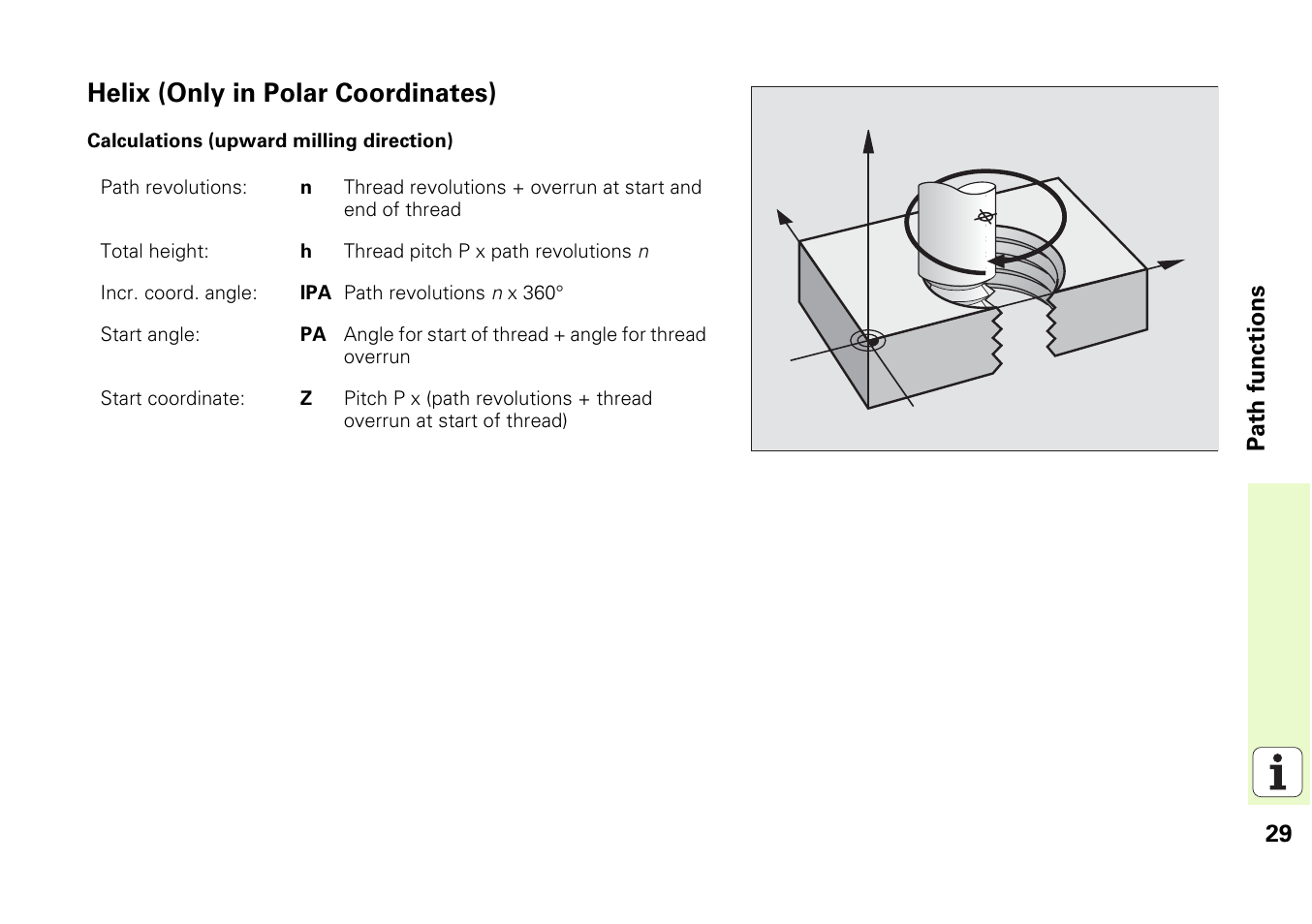 Helix (only in polar coordinates) | HEIDENHAIN iTNC 530 (340 49x-03) Pilot User Manual | Page 29 / 126