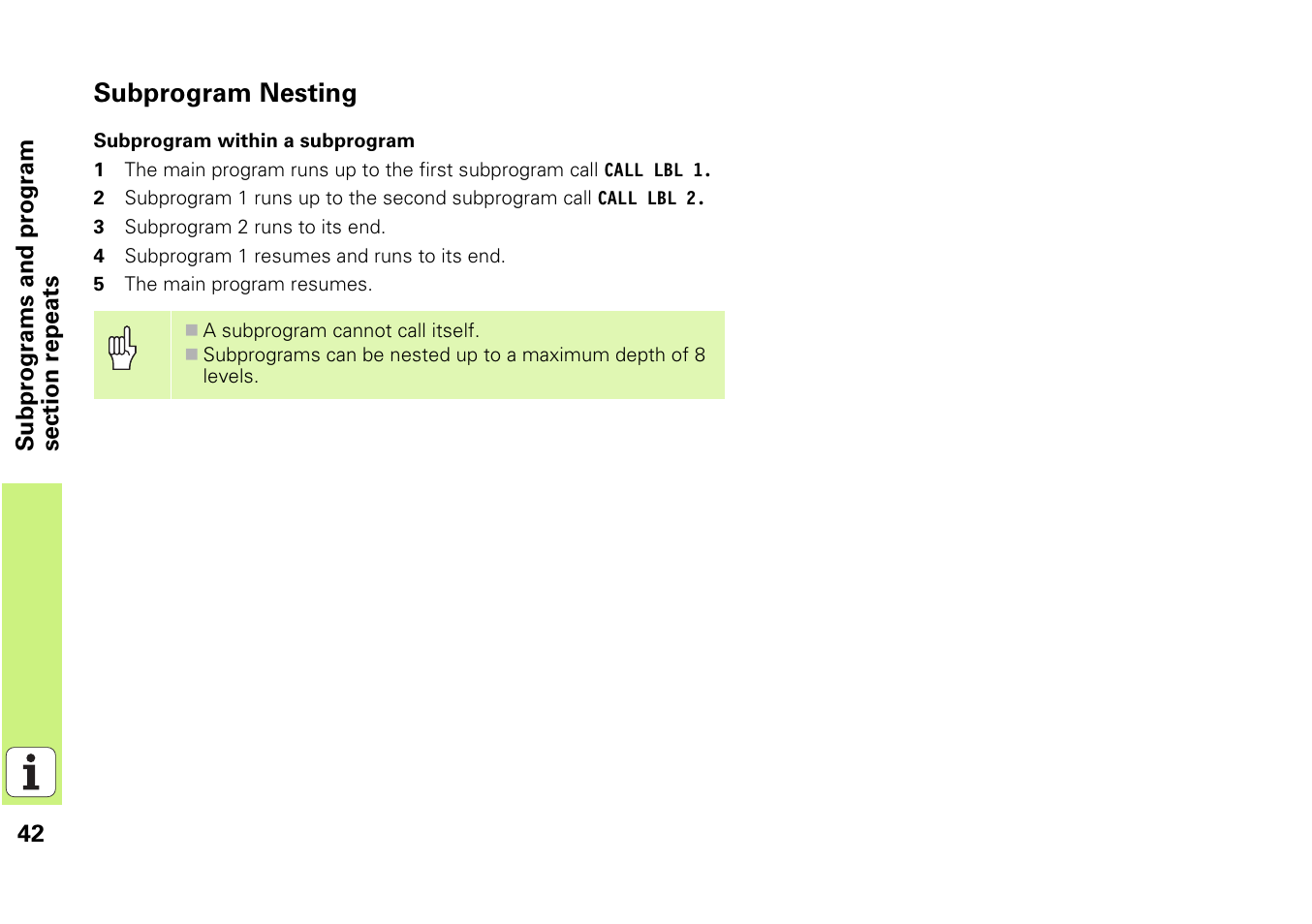 Subprogram nesting | HEIDENHAIN iTNC 530 (340 49x-03) Pilot User Manual | Page 42 / 126