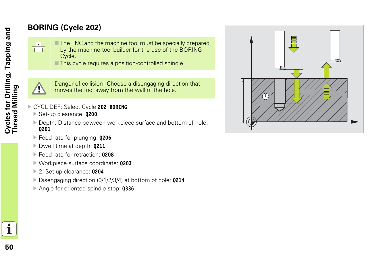 Boring (cycle 202) | HEIDENHAIN iTNC 530 (340 49x-03) Pilot User Manual | Page 50 / 126