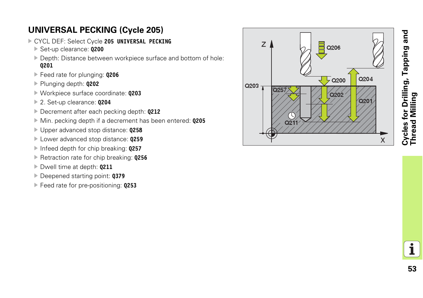 Universal pecking (cycle 205) | HEIDENHAIN iTNC 530 (340 49x-03) Pilot User Manual | Page 53 / 126