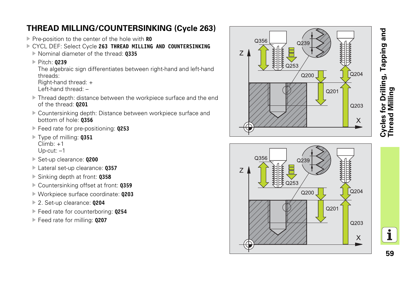 Thread milling/countersinking (cycle 263) | HEIDENHAIN iTNC 530 (340 49x-03) Pilot User Manual | Page 59 / 126