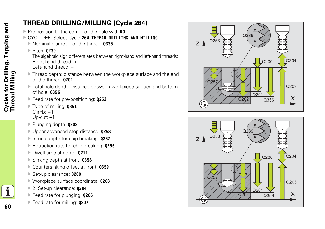 Thread drilling/milling (cycle 264) | HEIDENHAIN iTNC 530 (340 49x-03) Pilot User Manual | Page 60 / 126