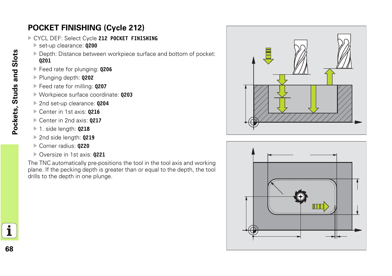 Pocket finishing (cycle 212), 68 pockets, studs and slots | HEIDENHAIN iTNC 530 (340 49x-03) Pilot User Manual | Page 68 / 126