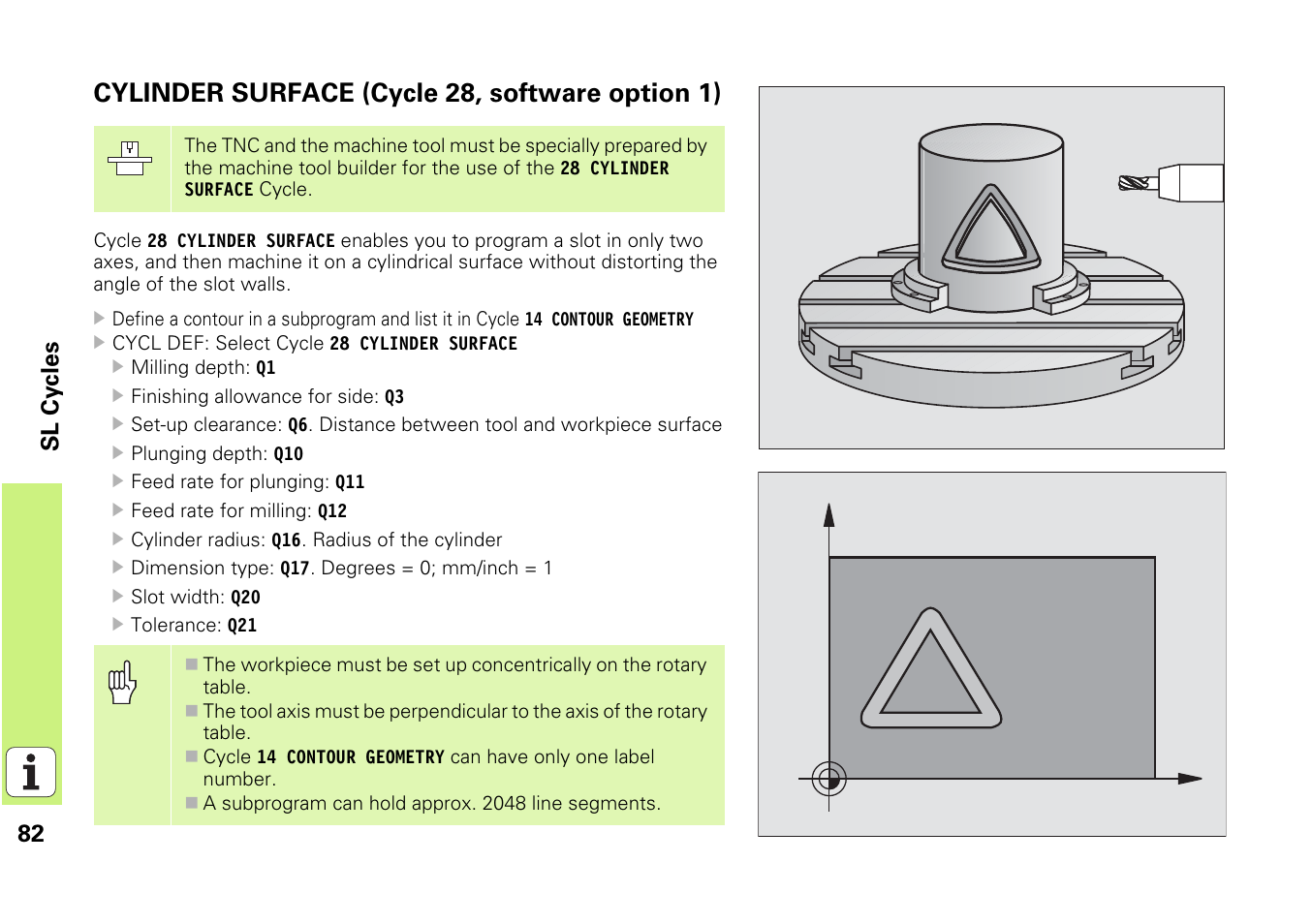 Cylinder surface (cycle 28, software option 1), 82 sl cycles | HEIDENHAIN iTNC 530 (340 49x-03) Pilot User Manual | Page 82 / 126