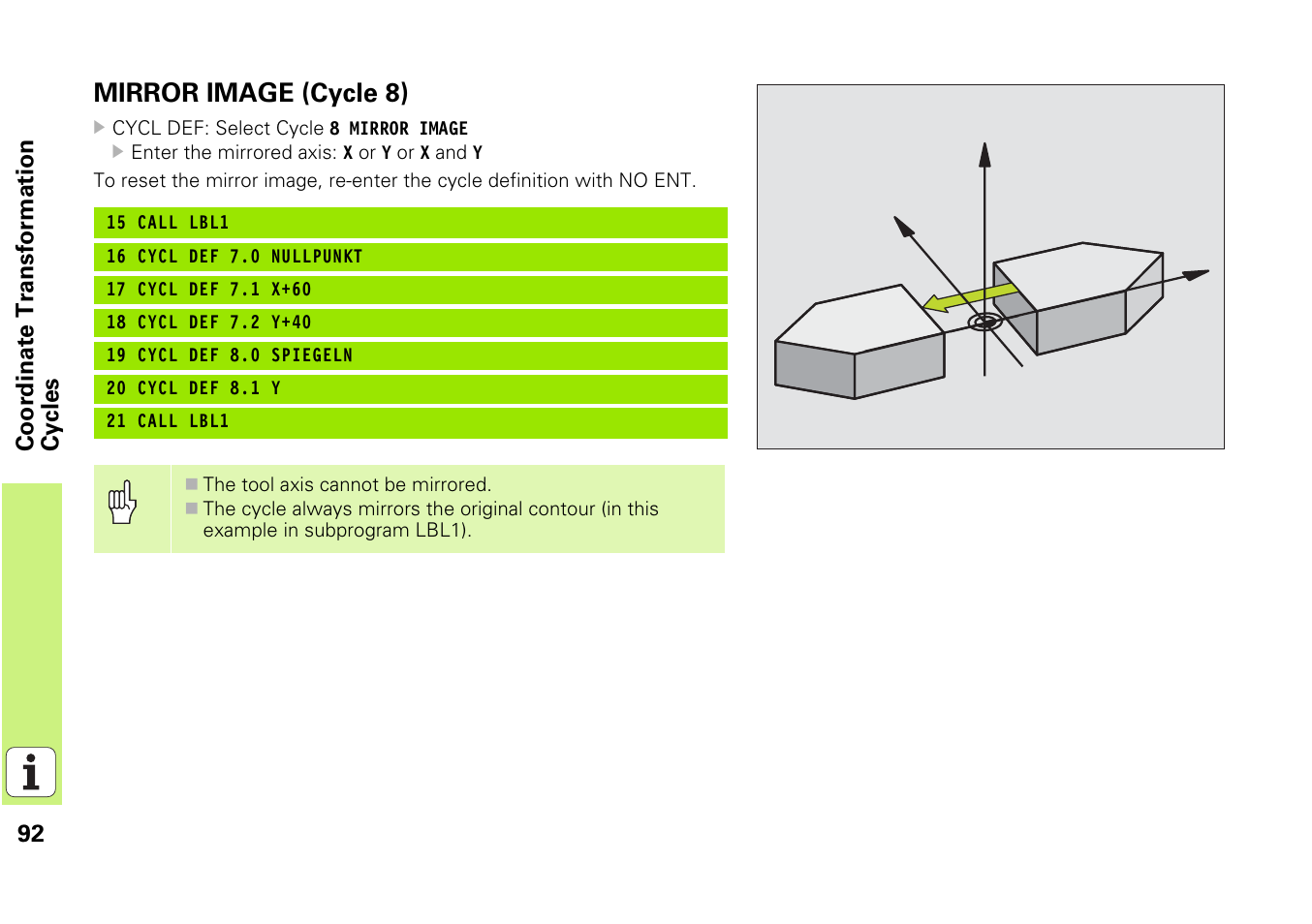 Mirror image (cycle 8) | HEIDENHAIN iTNC 530 (340 49x-03) Pilot User Manual | Page 92 / 126