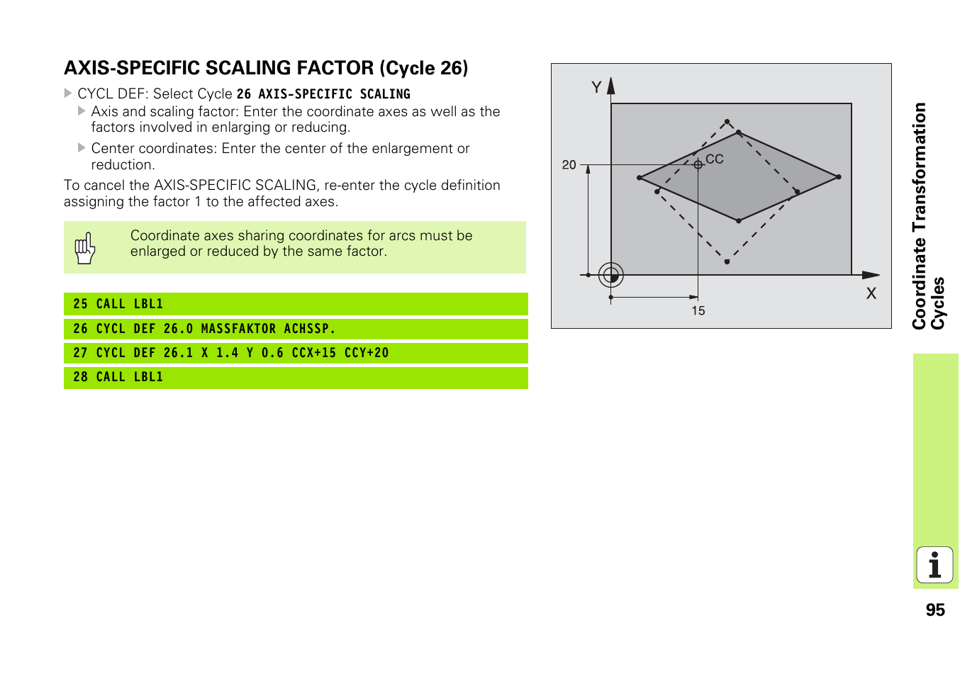 Axis-specific scaling factor (cycle 26) | HEIDENHAIN iTNC 530 (340 49x-03) Pilot User Manual | Page 95 / 126