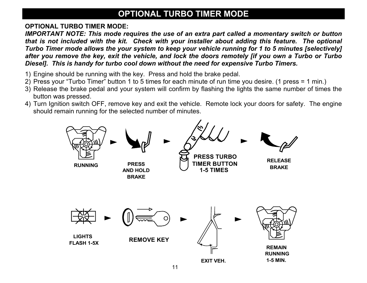 Optional turbo timer mode | Crimestopper Security Products CS-2011RS User Manual | Page 11 / 16