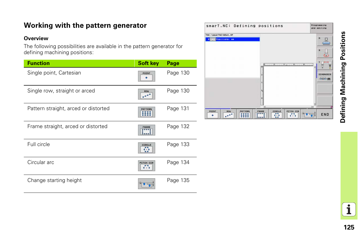 Working with the pattern generator | HEIDENHAIN iTNC 530 (340 49x-03) smarT.NC Pilot User Manual | Page 125 / 171