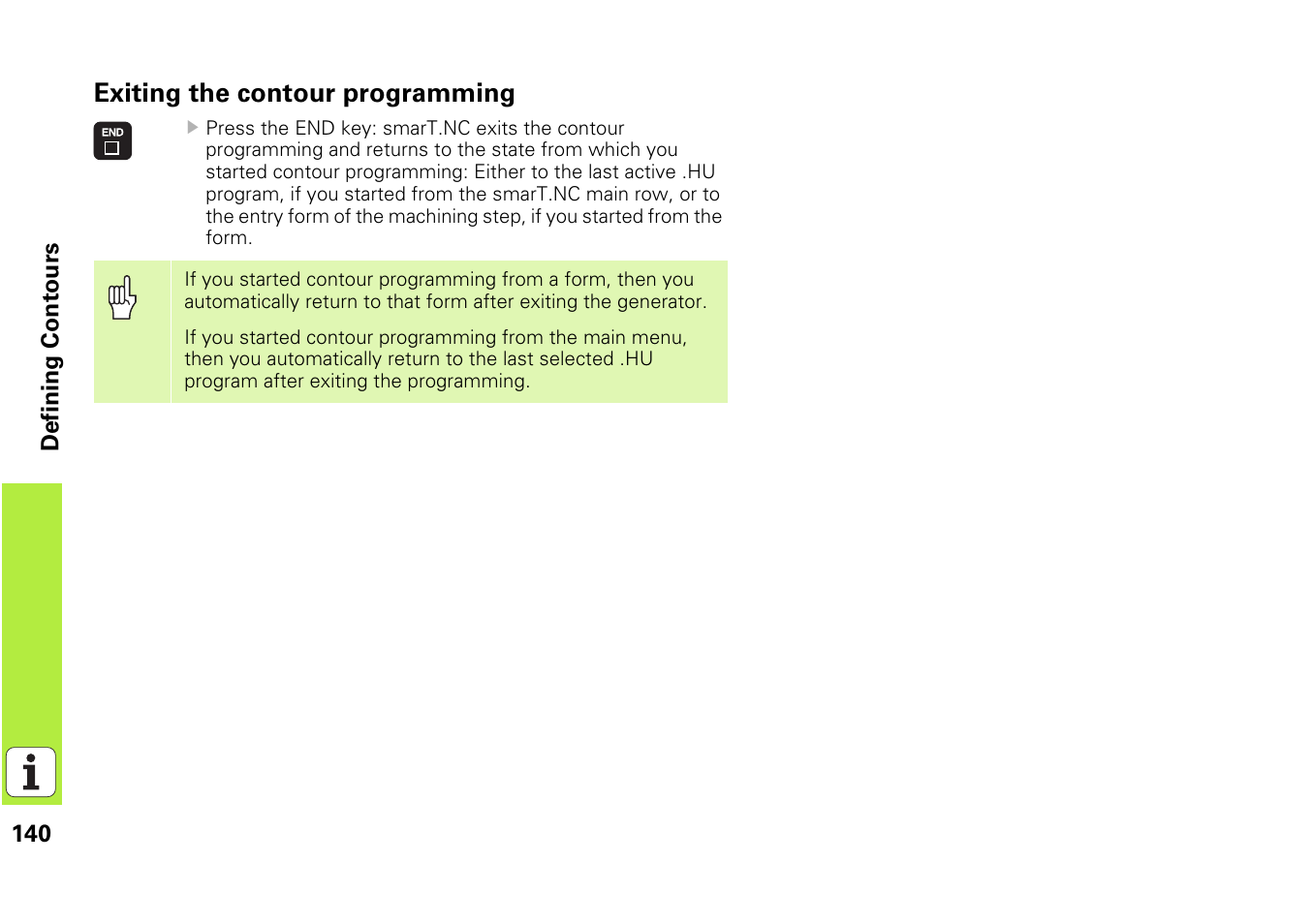 Exiting the contour programming | HEIDENHAIN iTNC 530 (340 49x-03) smarT.NC Pilot User Manual | Page 140 / 171