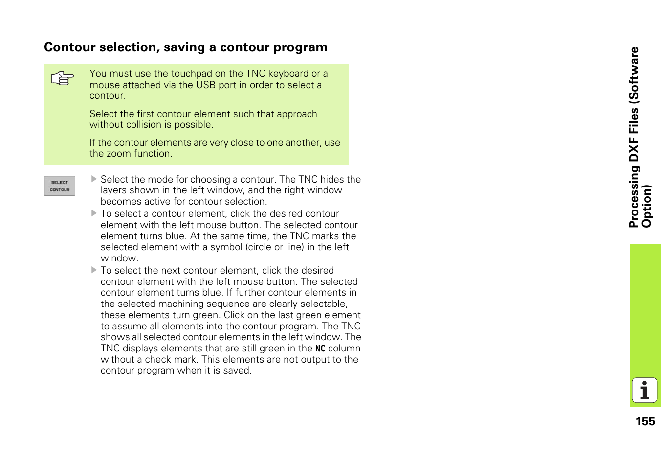 Contour selection, saving a contour program | HEIDENHAIN iTNC 530 (340 49x-03) smarT.NC Pilot User Manual | Page 155 / 171