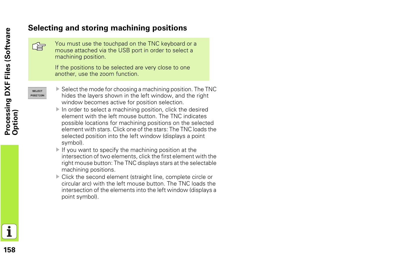 Selecting and storing machining positions | HEIDENHAIN iTNC 530 (340 49x-03) smarT.NC Pilot User Manual | Page 158 / 171