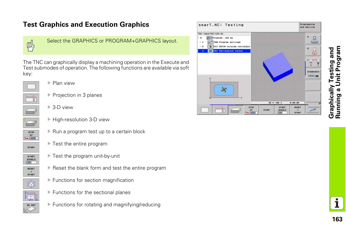 Test graphics and execution graphics | HEIDENHAIN iTNC 530 (340 49x-03) smarT.NC Pilot User Manual | Page 163 / 171