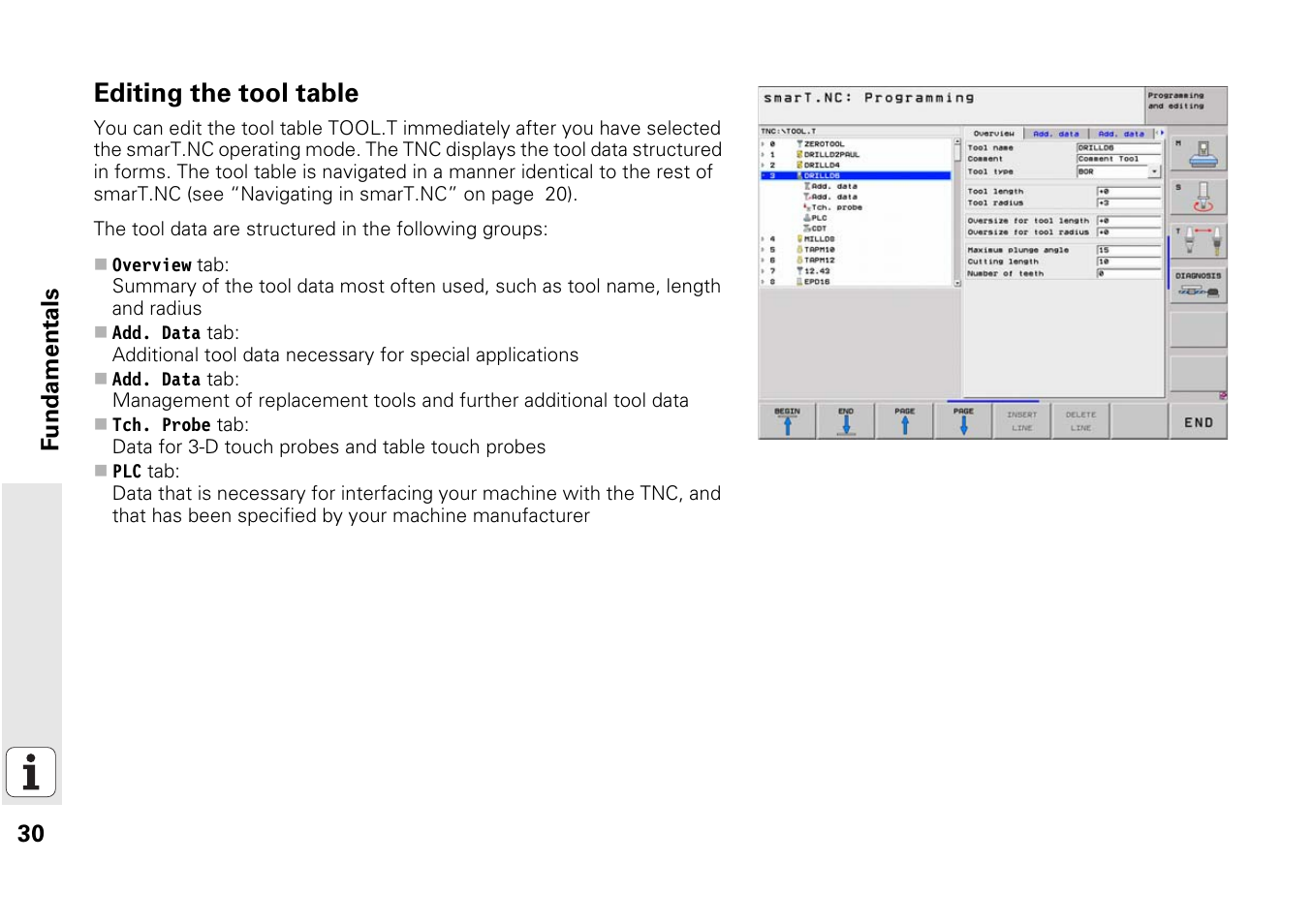 Editing the tool table | HEIDENHAIN iTNC 530 (340 49x-03) smarT.NC Pilot User Manual | Page 30 / 171