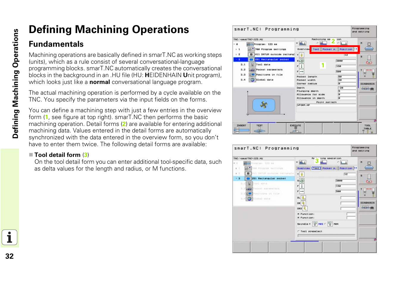 Defining machining operations, Fundamentals | HEIDENHAIN iTNC 530 (340 49x-03) smarT.NC Pilot User Manual | Page 32 / 171