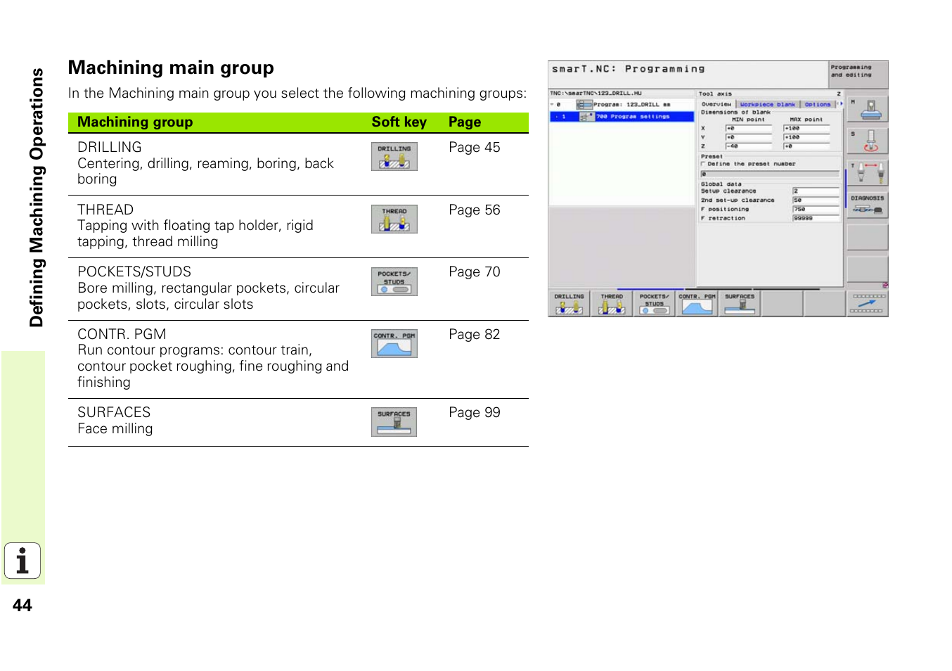 Machining main group | HEIDENHAIN iTNC 530 (340 49x-03) smarT.NC Pilot User Manual | Page 44 / 171