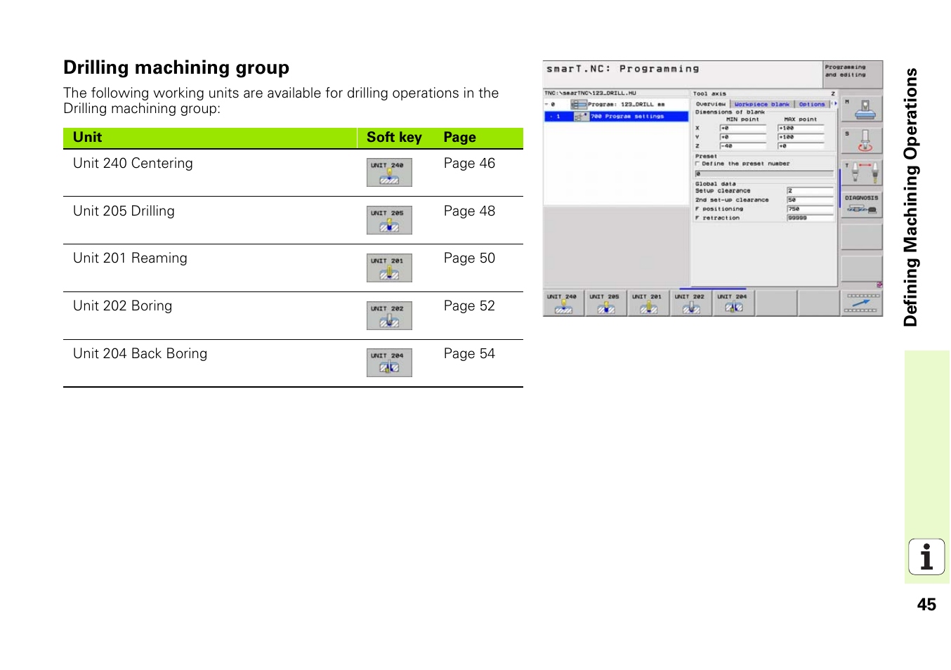 Drilling machining group | HEIDENHAIN iTNC 530 (340 49x-03) smarT.NC Pilot User Manual | Page 45 / 171